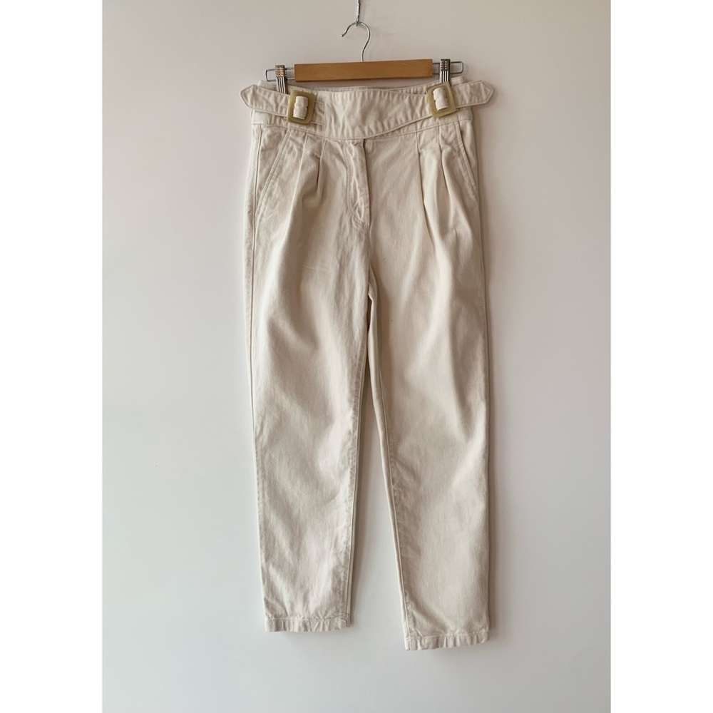 Sezane Cream High-Waisted Pants